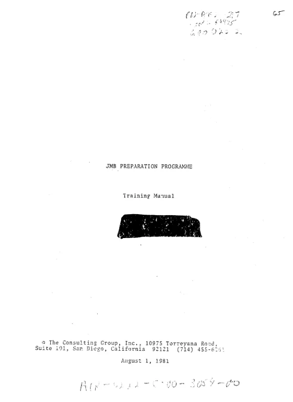 JMB preparation programme : training manual