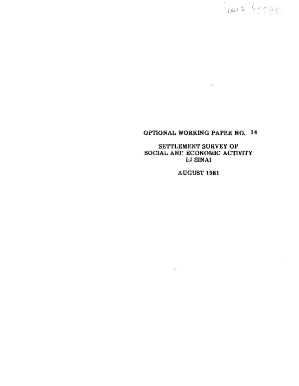 Settlement survey of social and economic activity in Sinai