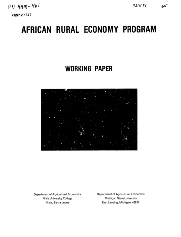 Employment growth and change in Sierra Leone small scale industry : 1974-1980