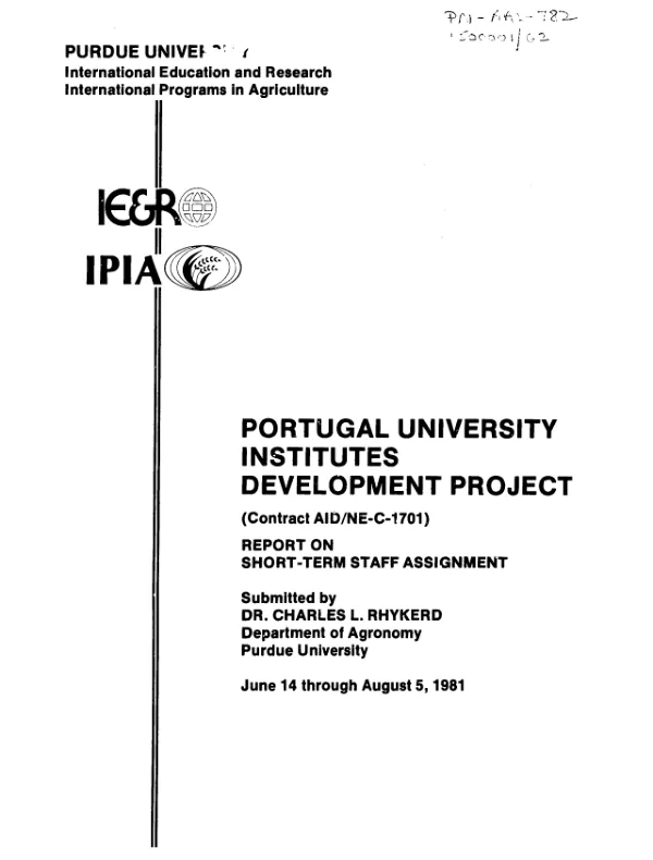 Portugal University Institutes development project : short-term staff assignment