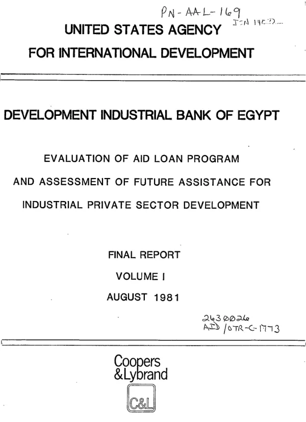 Evaluation of AID loan program and assessment of future assistance for industrial private sector development