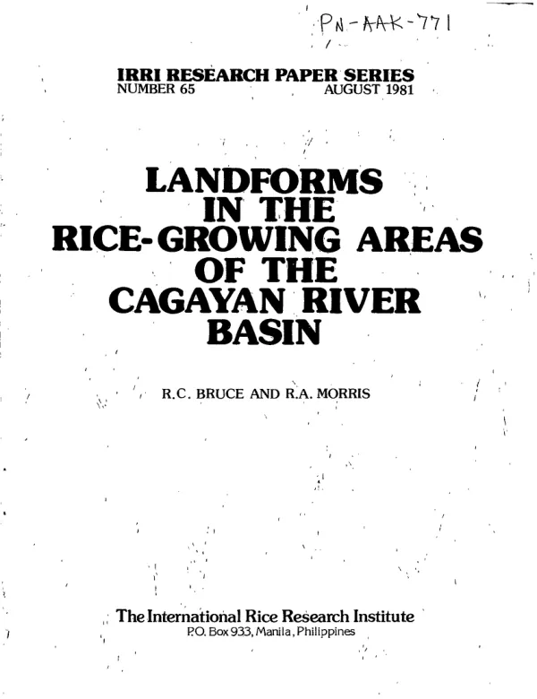 Landforms in the rice - growing areas of the Cagayan River basin