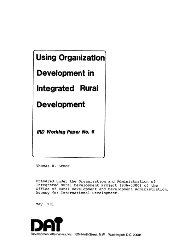 Using organization development in integrated rural development