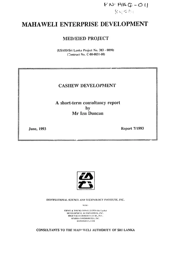 Mahaweli enterprise development : cashew development