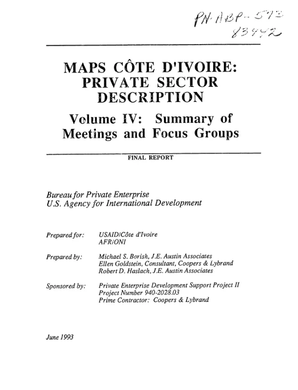 Summary of meetings and focus groups