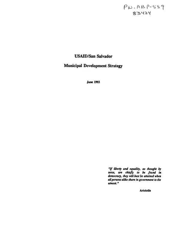 USAID/San Salvador : municipal development strategy