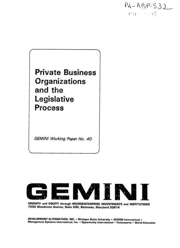 Private business organizations and the legislative process