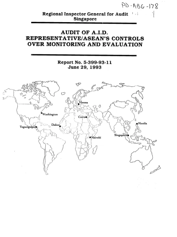 Audit of AID Representative/ASEAN"s controls over monitoring and evaluation