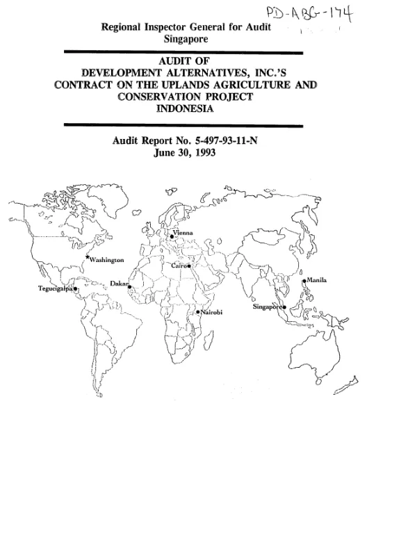 Audit of Development Alternatives, Inc."s contract on the uplands agriculture and conservation project, Indonesia