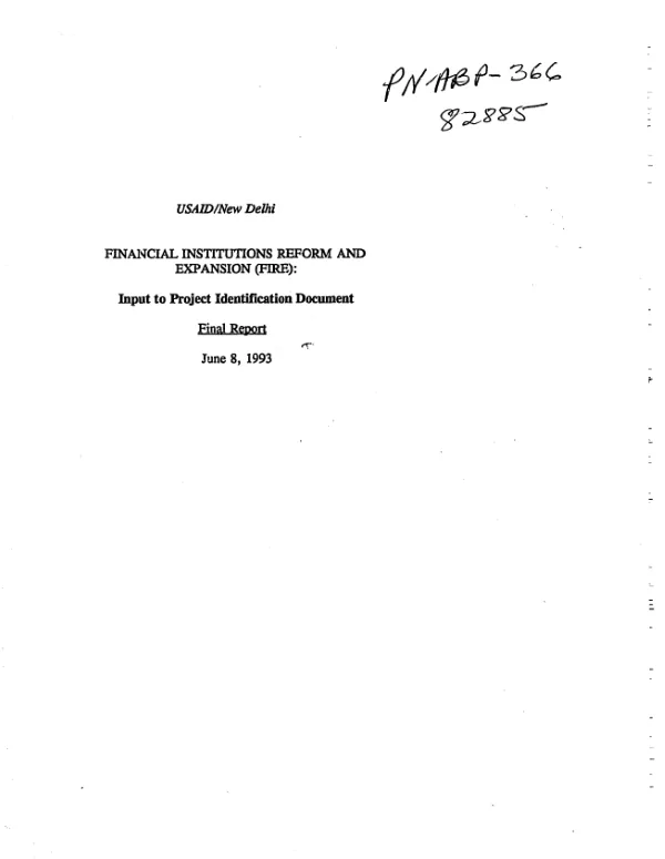 Financial institutions reform and expansion (FIRE) : input to project identification document -- final report