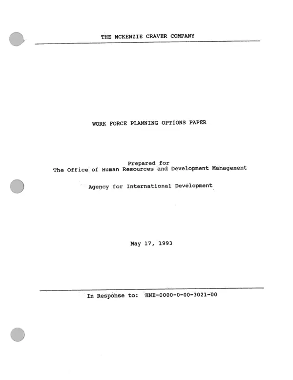 Work force planning options paper