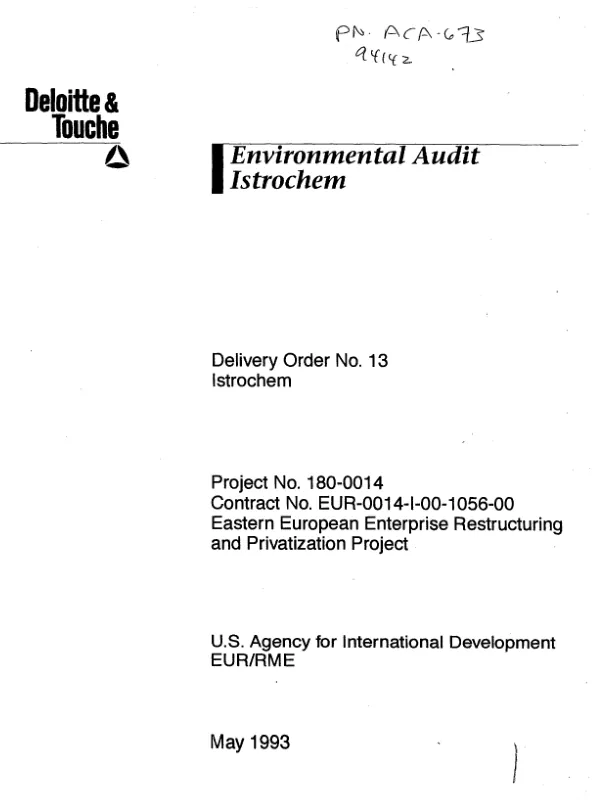 Environmental audit : Istrochem