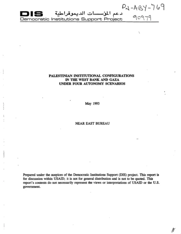 Palestinian institutional configurations in the West Bank and Gaza under four autonomy scenarios