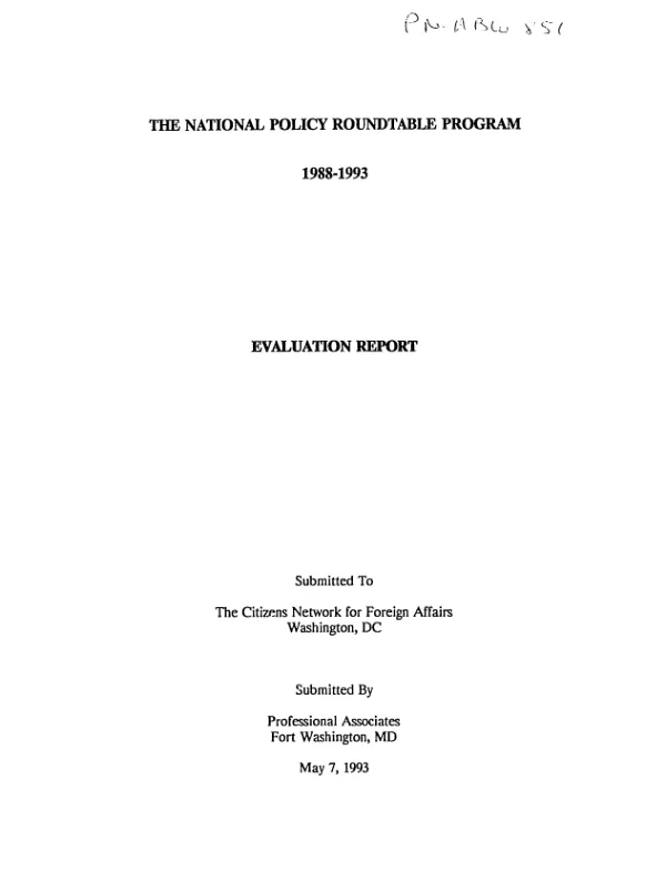 National policy roundtable program, 1988-1993 : evaluation report