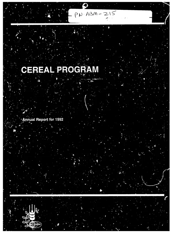 Cereal program : annual report for 1992