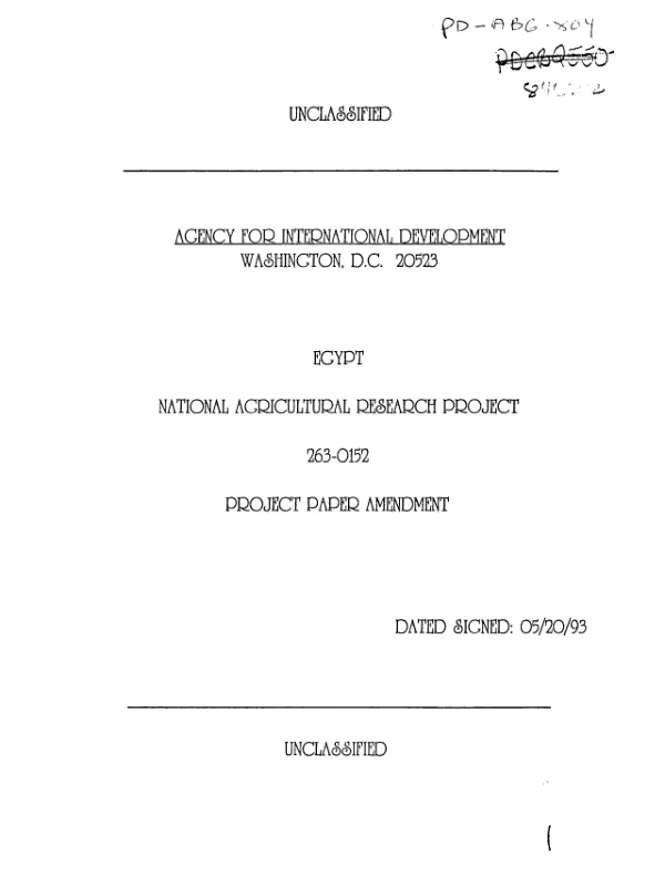 National agricultural research project : amendment no. 3