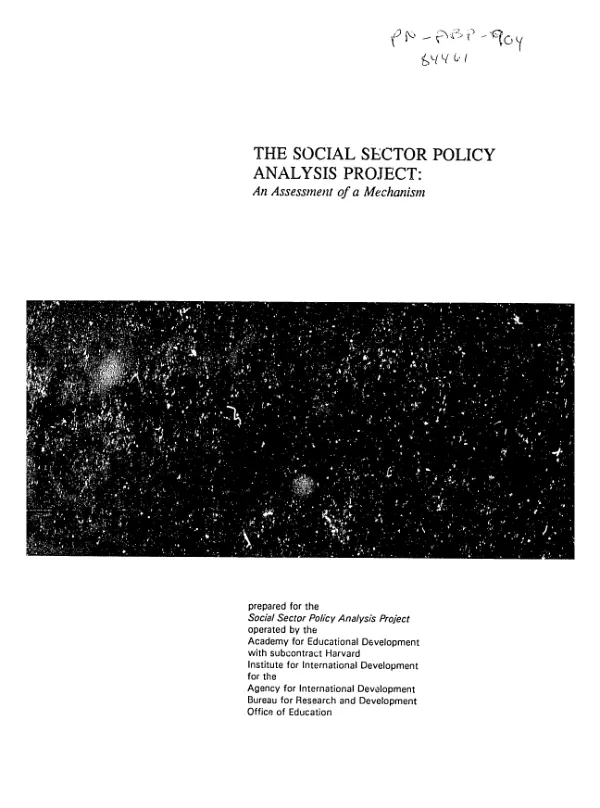 Social sector policy analysis project : an assessment of a mechanism