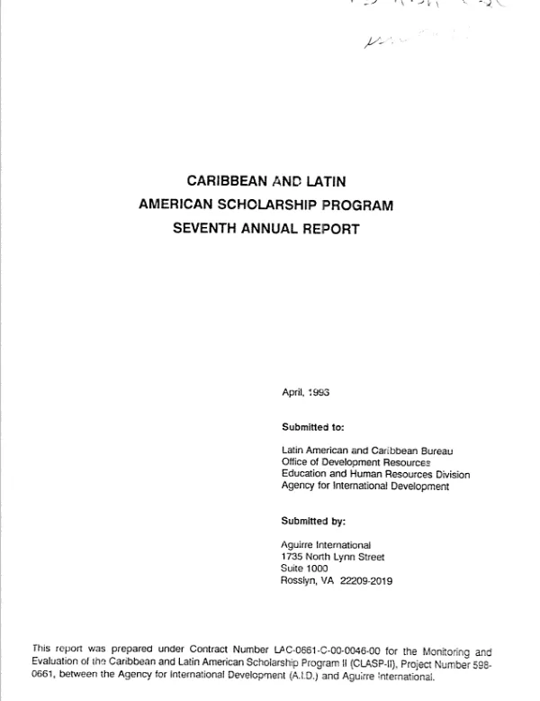 Caribbean and Latin American scholarship program : seventh annual report