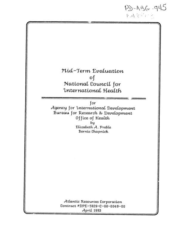 Mid-term evaluation of National Council for International Health