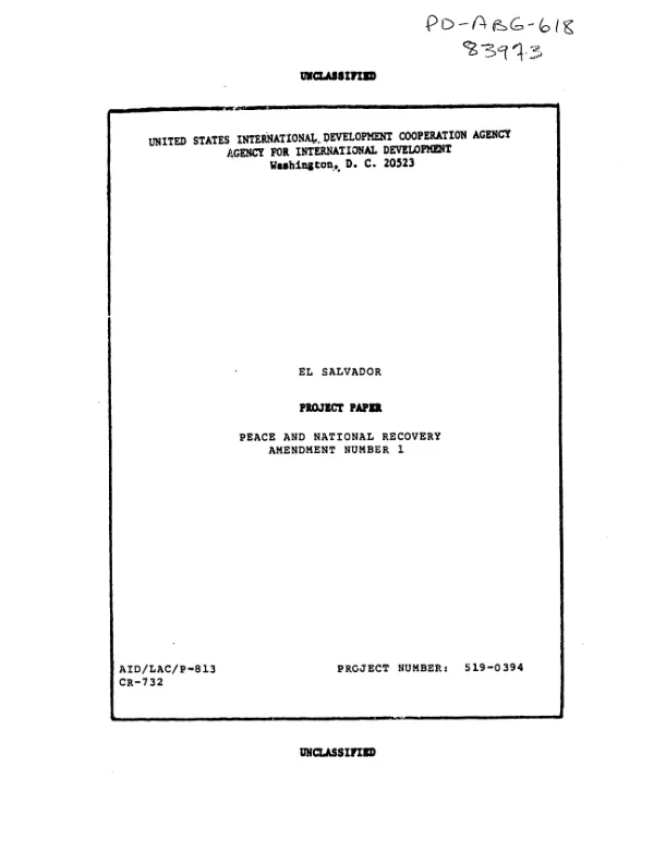 Peace and national recovery : amendment no. 1