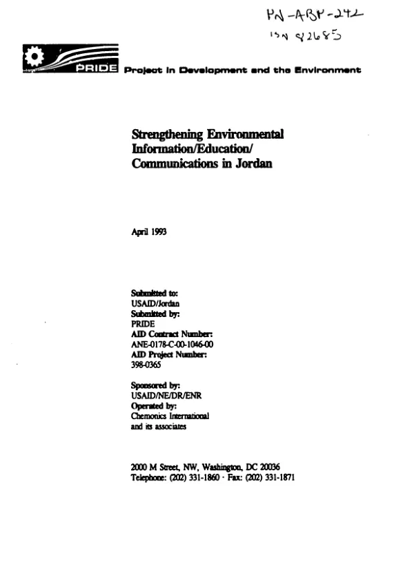 Strengthening environmental information/education/communications in Jordan