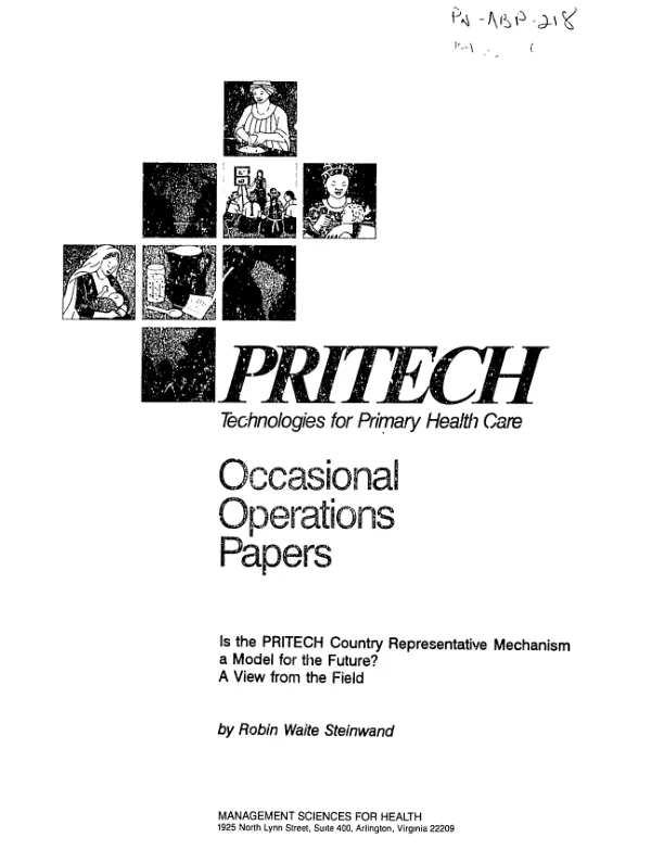 Is the PRITECH country representative mechanism a model for the future? : a view from the field