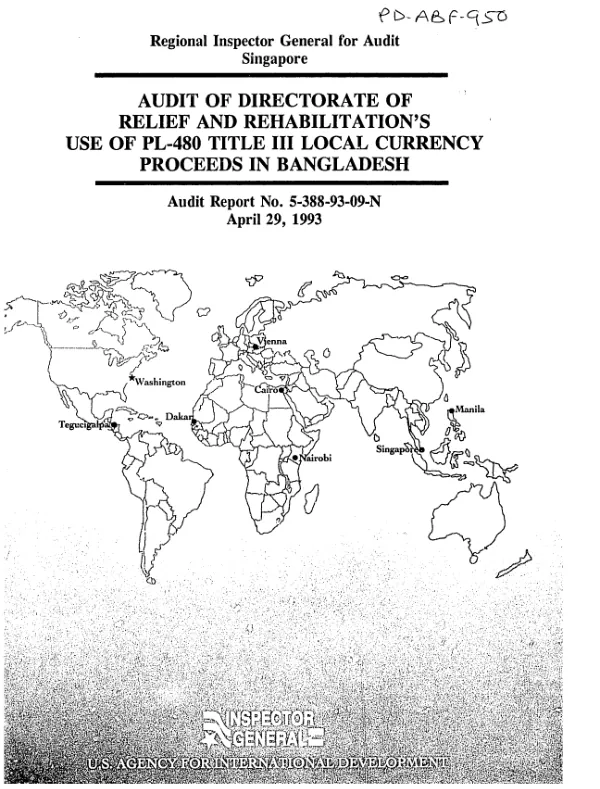 Audit of Directorate of Relief and Rehabilitation"s use of PL-480 Title III local currency proceeds in Bangladesh