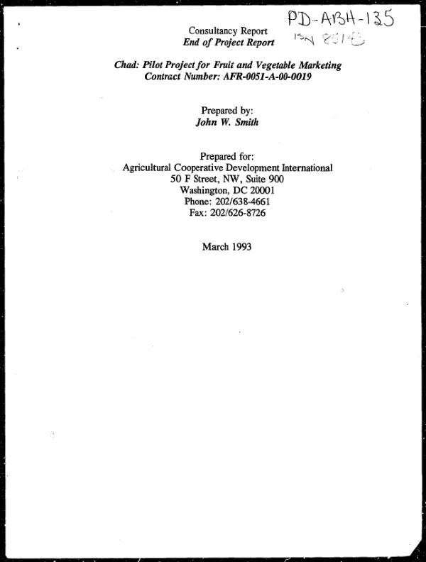 Lessons learned : end of project report -- pilot project for fruit and vegetable marketing