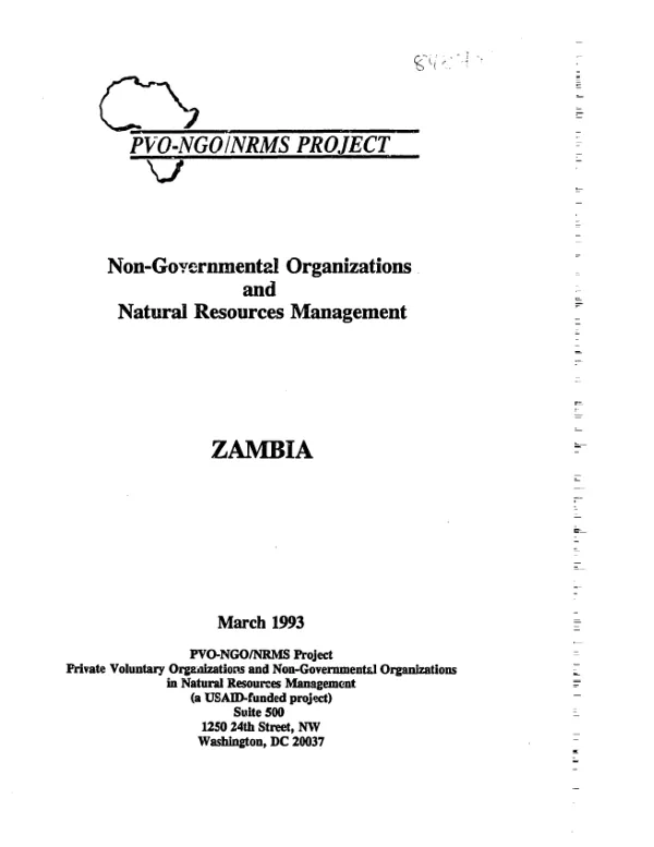 Non-governmental organizations and natural resources management : Zambia country assessment