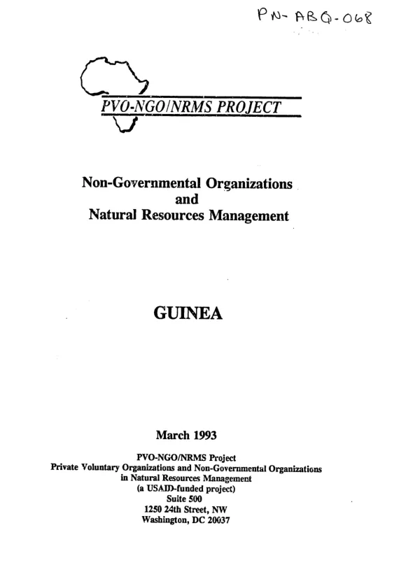 Non-governmental organizations and natural resources management : Guinea country assessment