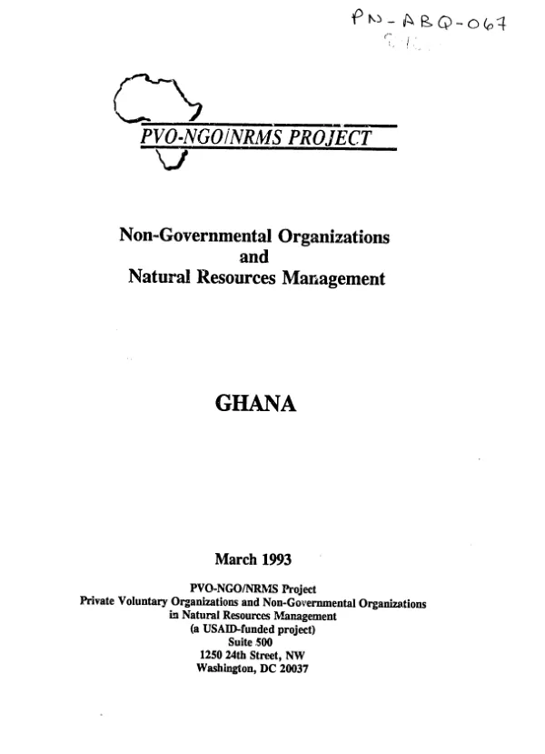 Non-governmental organizations and natural resources management : Ghana country assessment