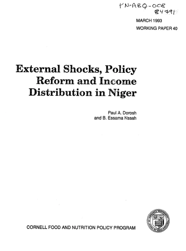 External shocks, policy reform and income distribution in Niger