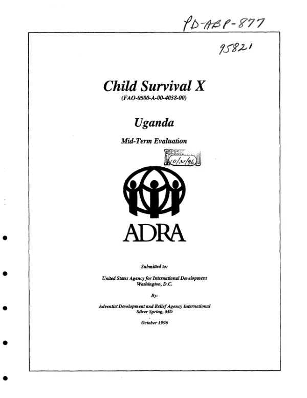 Child survival IX (FAO-0500-A-00-3029-00) : Uganda -- final evaluation