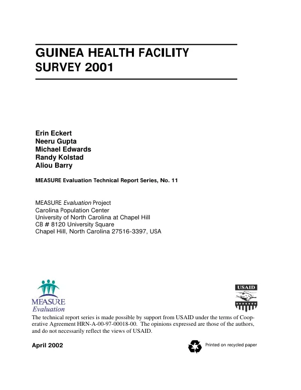 Guinea health facility survey, 2001