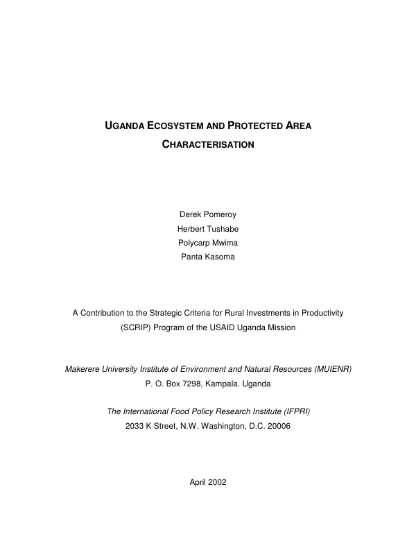 Uganda ecosystem and protected area characterisation