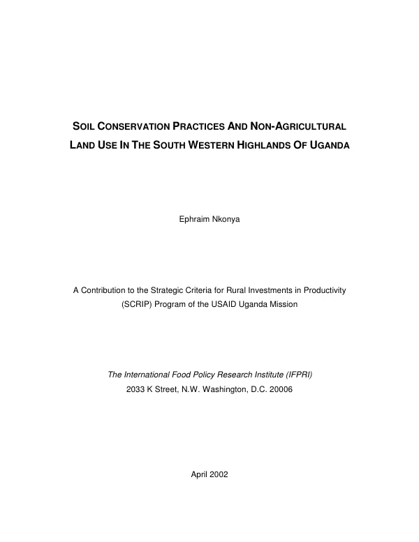 Soil conservation practices and non-agricultural land use in the south western highlands of Uganda