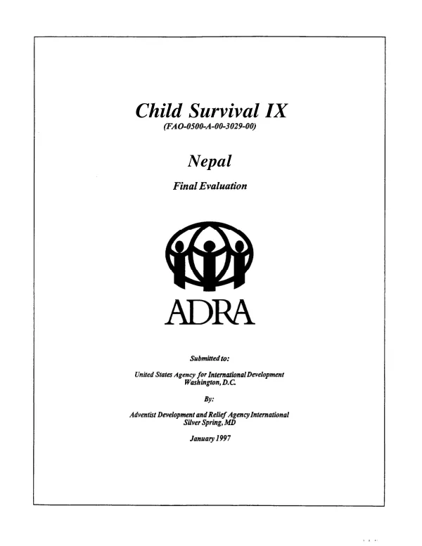 Child survival IX (FAO-0500-A-00-3029-00) : Nepal -- final evaluation