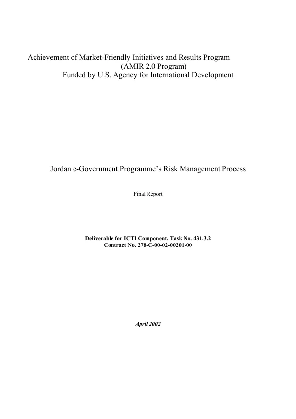 Jordan e-government programme"s risk management process : final report