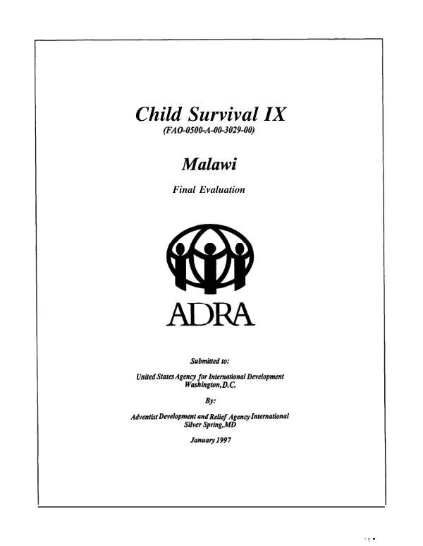 Child survival IX (FAO-0500-A-00-3029-00) : Malawi -- final evaluation