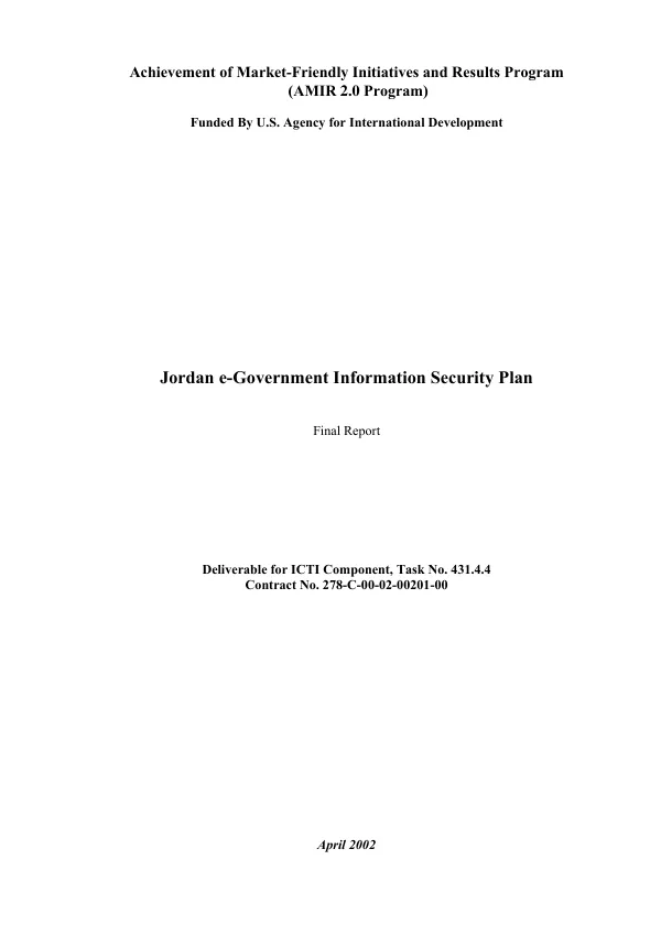 Jordan e-government information security plan : final report