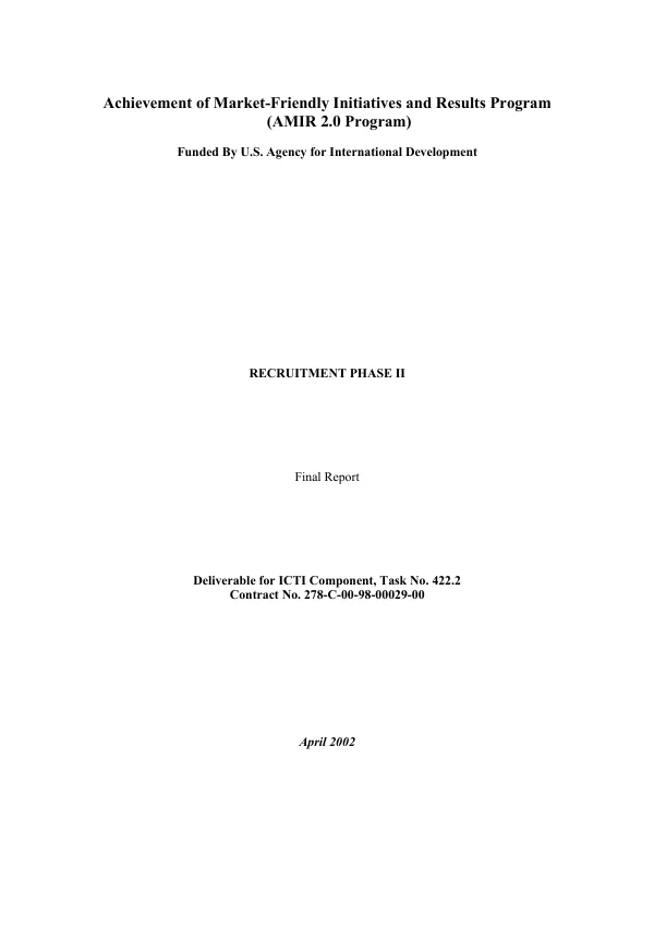 Recruitment phase II : final report