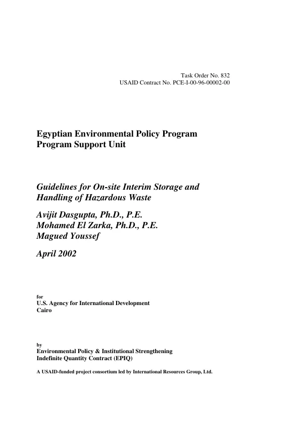 Guidelines for on-site interim storage and handling of hazardous waste