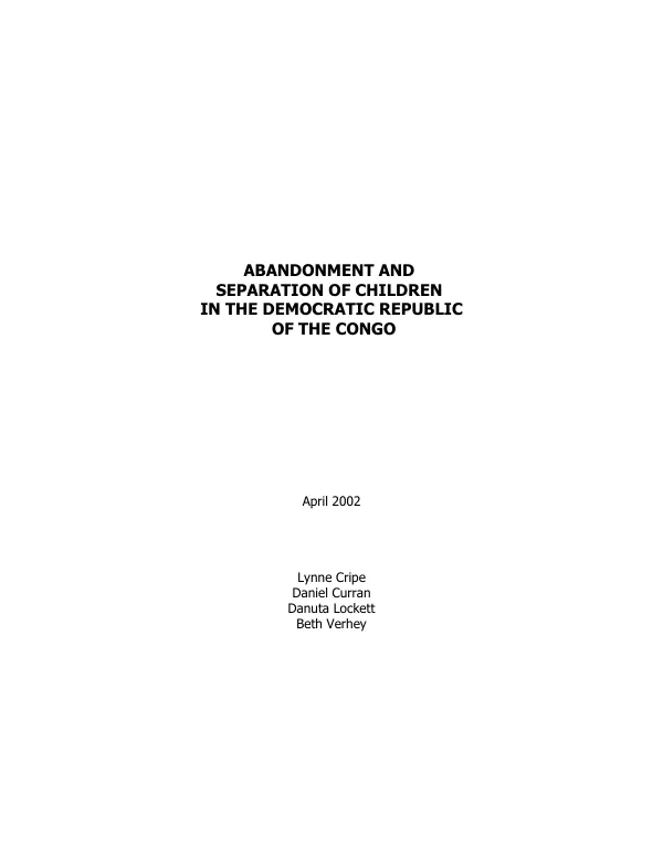 Abandonment and separation of children in the Democratic Republic of the Congo [DRC]