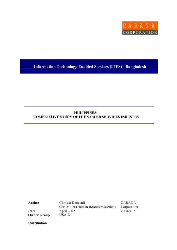 Philippines : competitive study of IT [information technology]-enabled industry