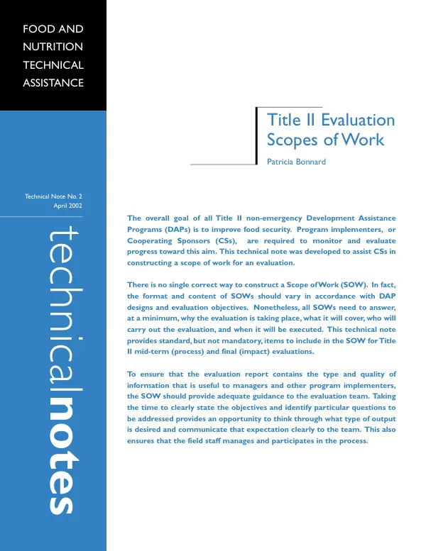 Title II evaluation scopes of work