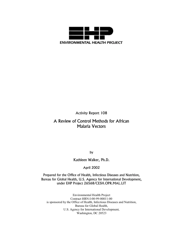 Review of control methods for African malaria vectors