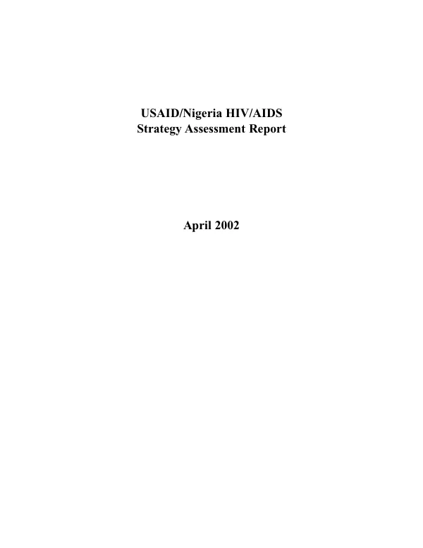 USAID/Nigeria HIV/AIDS strategy assessment report
