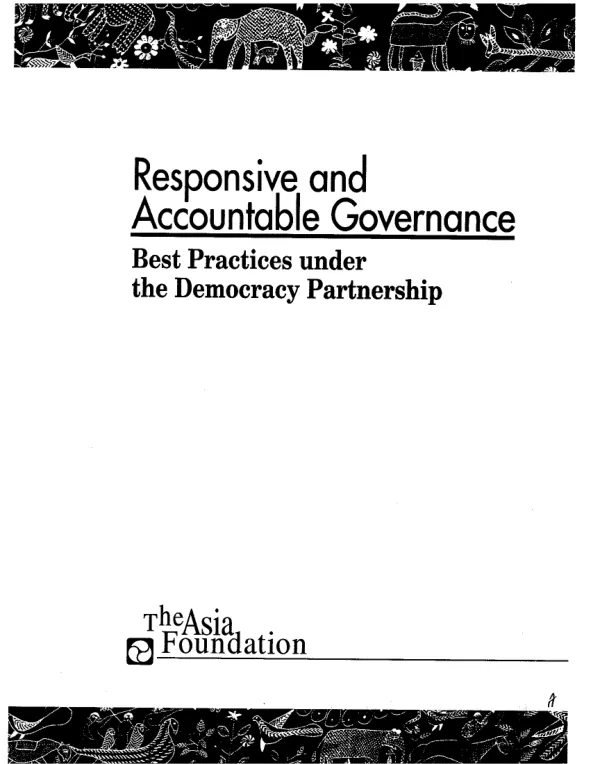 Responsive and accountable governance : best practices under the democracy partnership