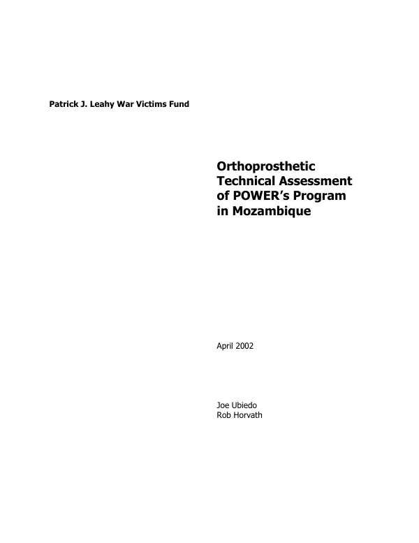 Orthoprosthetic technical assessment of POWER"s [Prosthetic and Orthotic Worldwide Education and Relief"s] program in Mozambique