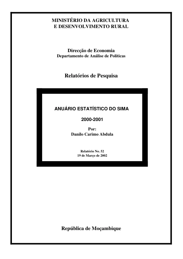 Anuario estatistico do SIMA [sistema de informacao de mercados agricolas] 2000-2001